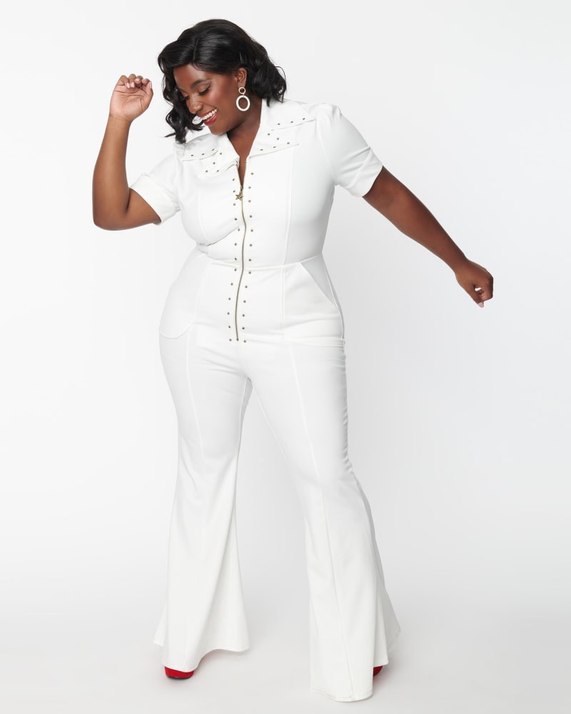 Unique white jumpsuit clearance